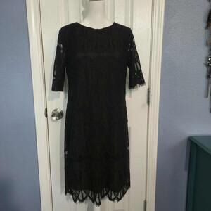 NWOT RONNI NICOLE Women 6 Black Lace Cocktail Dress Dressy Little Black Dress